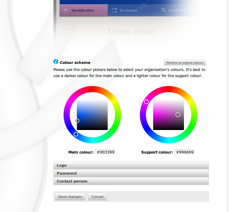 The OiRA CMS login form