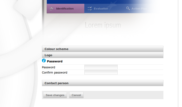 The OiRA CMS login form