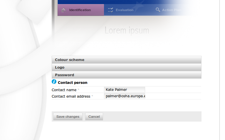 The OiRA CMS login form