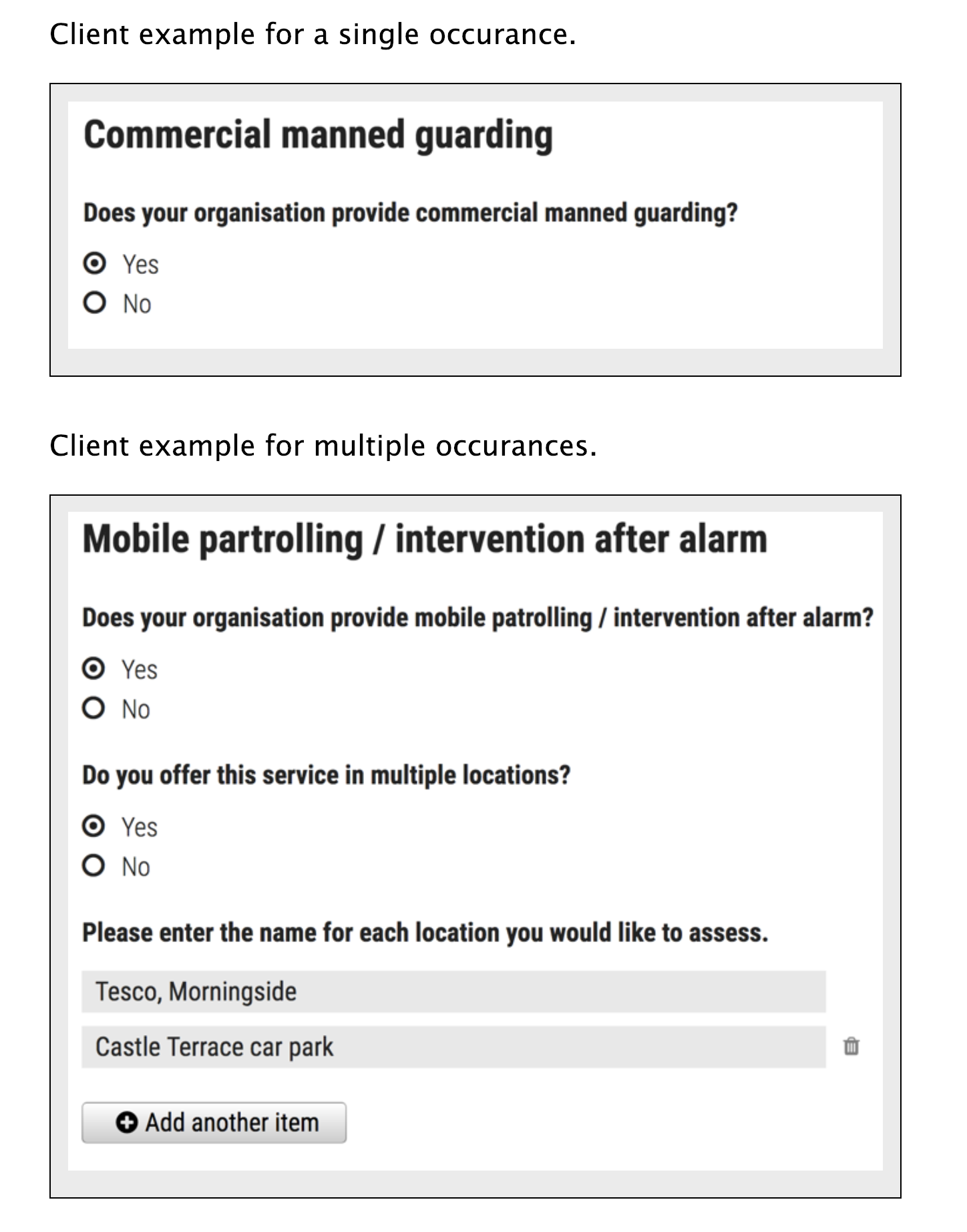 A profile question example