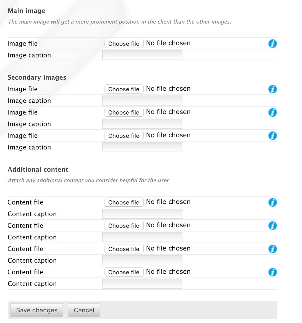 The “Add Risk” form, lower part (Images and additional content)