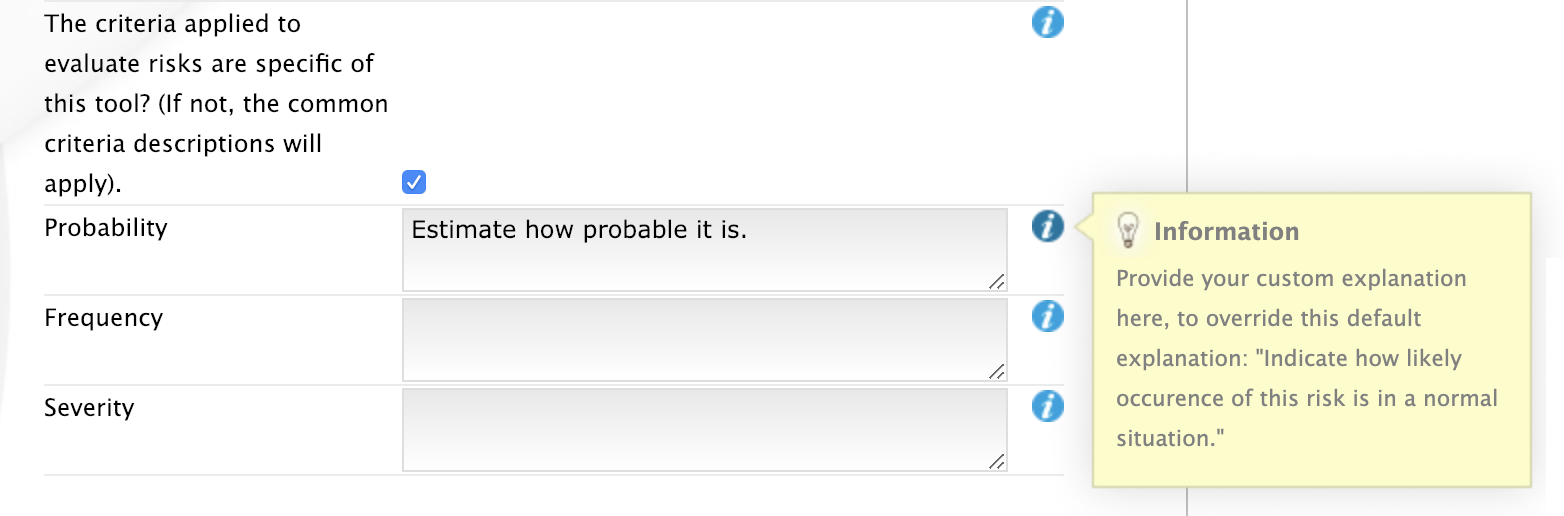 Entering a custom hint text for the evaluation questions