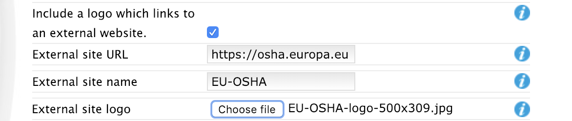 The 3 extra fields for adding a logo linking to an external website